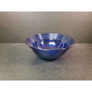 8" Vintage Cobalt Blue Ribbed Bowl